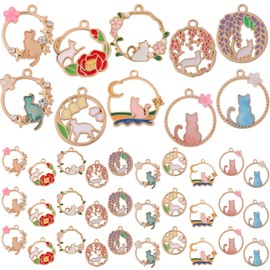Lubonarie Charm Cat Parts, Handmade Accessory Parts, Flowers, 10 Types, 40 Pieces, Rubonarier