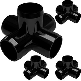 FORMUFIT F0015WC-BK-4 5-Way Cross PVC Fitting, Furniture Grade, 1" Size, Black (Pack of 4)