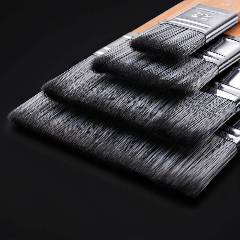 Paddle Surface Brush Set - 4 Pieces Premium Synthetic Painting