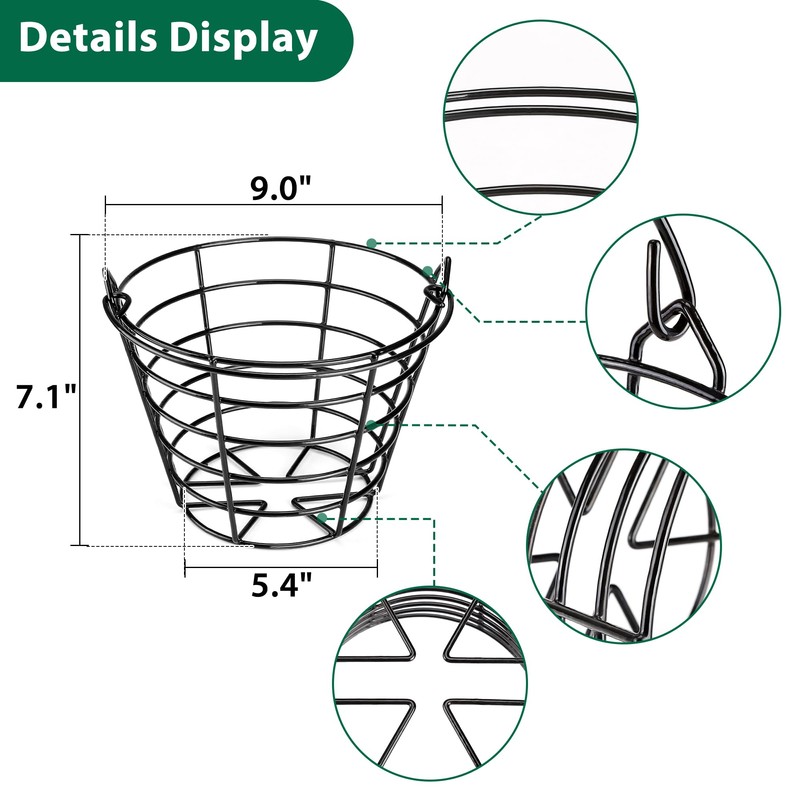 10L0L Metal Golf Ball Basket with Handle, Heavy Duty Golf