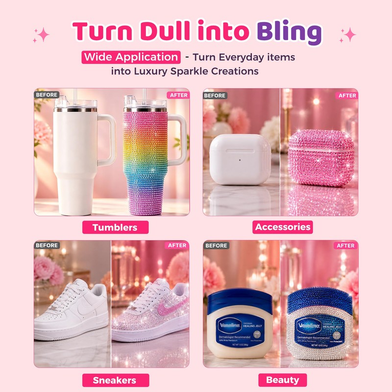 68,000Pcs 48 Colors Bedazzling Kit, 3mm Resin Jelly Flatback Rhinestones