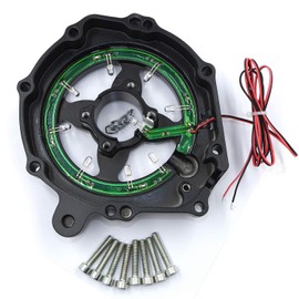 XKMT- Pre-drilled Blue LED Light Motorcycle Engine Stator Cover Clear Compatible with 04-07 CBR1000RR/04-14 CB 1000RR Black Color [P/N: MT050A-BK+BLUE LED]
