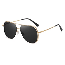 Cyxus Teardrop Sunglasses, Men's, Women's, Polarized Lenses, UV400 Protection, Suit for Driving, Fishing, Golf, Mountain Climbing, Baseball, Skiing, Traveling, etc, 07 black lens/gold frame