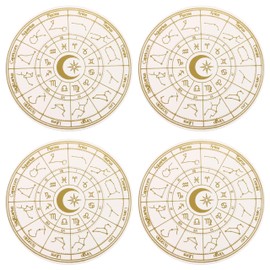Astrology Wheel Coaster Set - 12 Zodiac Signs Design, Absorbent Ceramic Coasters for Drinks, for Astrology Enthusiasts and Home Decor