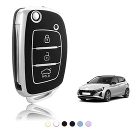 TOOMUME Car Key Cover TPU, Car Key Case Small Size Fit for Hyundai i10 i20 i30 i20n ix20 ix35 Santa Fe Tucson Elantra Accent Sonata, Protective Key Fob Cover Key Fob Case - Flip S Key