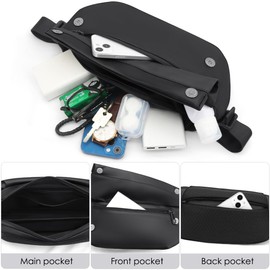 REETEE Bum Bag Belt Bag Men Women Waterproof Waist Bag Small Chest Bag Sling Bag Multifunctional Fanny Pack with Adjustable for Running Fitness Hiking Dog Walks, black, Fashionable