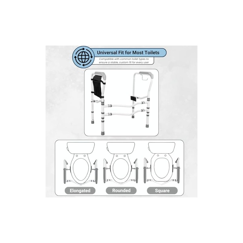 Eazy Foldable Toilet Safety Rail with Adjustable Height and Width,