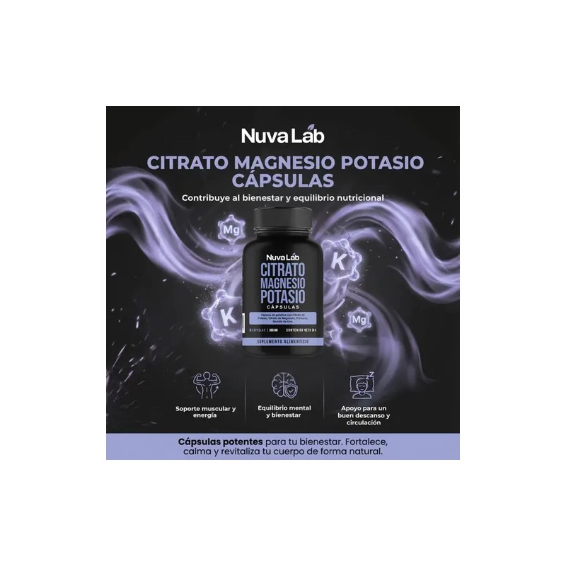 Citrato Magnesio Potasio Juntos Suplemento Caps 380mg Sabor