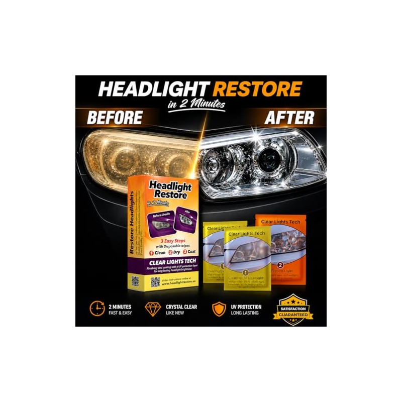Headlight Restoration Kit - Clear Lights Tech 3-Wipe System