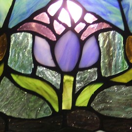 errzom Tulip Table Lamp Shade Replacement Only 12 Inch Tiffany Style Stained Glass Lampshades, Vintage Pastoral Romance Light Cover Only for Desk Light Pendant Light Ceiling Lamp,Purple