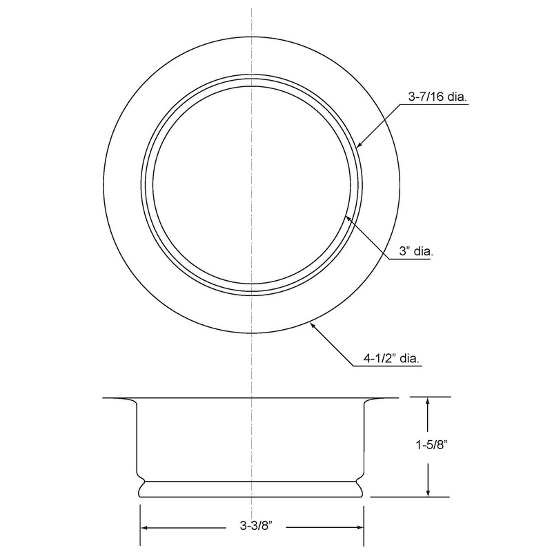 Westbrass D208-11 4-1/4" Standard Kitchen Sink Waste Disposal Flange, 1-Pack,