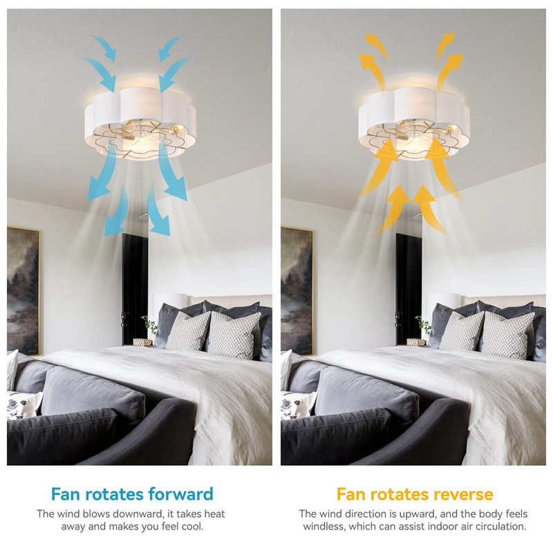 Phrylix 20" Boho Bladeless Ceiling Fans with Lights, Low Profile