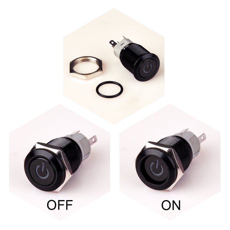 Ulincos Latching Push Button Switch U16F5 1NO1NC SPDT ON/Off Black