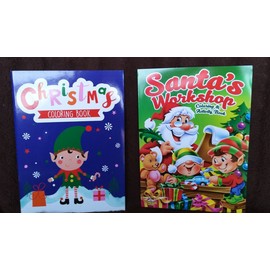Christmas Coloring & Activity Book For Kids Set of Two Santa and Elf