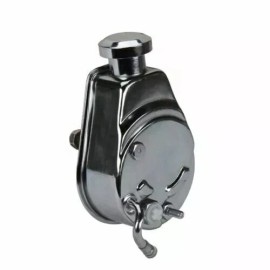 Unbranded SB Chevy SBC Chrome Saginaw Power Steering Pump With ALU Pulley & Bracket  LWP