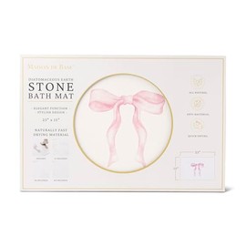 Core Home Quick Drying Bathroom Shower Tub Mat 15 x 23 Inch Super Absorbent Diatomite Stone Pink Bow