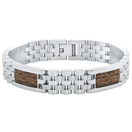 Men's 8.5" Stainless Steel Camouflage Inlay Jubilee Bracelet - Rugged Elegance, Secure Clasp