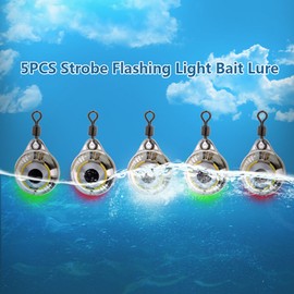 Pack of 5 LED Fishing Light Deep Drop Underwater Round Shape Squid Strobe Flashing Light Bait Lure