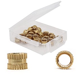 cSeao 20pcs 1/4-20" x6 x 8mm Brass Knurled Threaded Nuts, Heat Set Nutserts, Female Thread Brass Embedment Nuts for Plastic 3D Printers