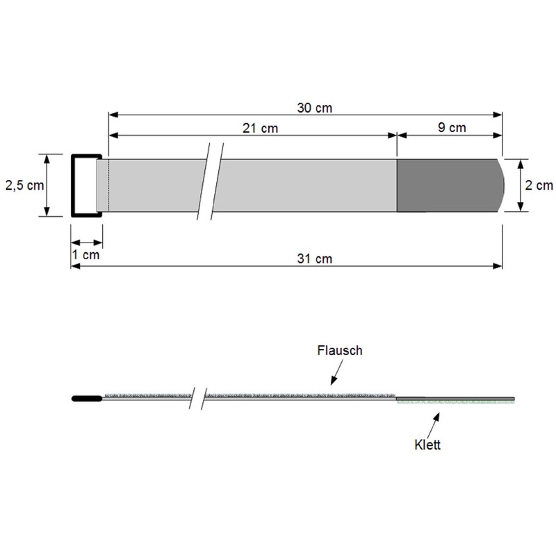30cm x 20mm Reusable Velcro Cable Ties with Metal Eyelet