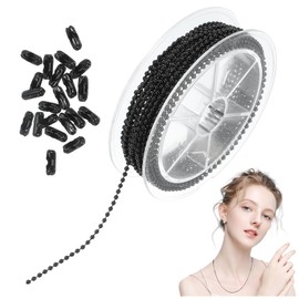 Stainless Steel Ball Chain,Ball Bead Chain 2mm Black Electroplated Roll Beads Roller Chains with 20 Matching Connectors for DIY Jewellery Making Key Chains and Craft Projects