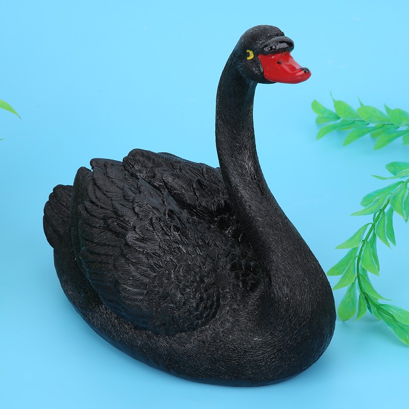 Outdoor Cute Floating Simulation Black Swan Ornament for Garden Courtyard