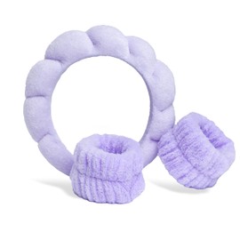 IDC Institute – Stirnband und Armbänder Routine Beauté – praktisches und stilvolles Zubehör für die tägliche Pflege – zufällige Farbauswahl Rosa oder Lila – für Damen und Jugendliche