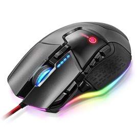 Elecom M-G02URBK Gaming Mouse, 13 Buttons, Programmable, RGB Compatible, Hardware Macro, DPI Adjustment (100-16000), Weight Balance, Ceramic Sole, Black