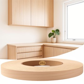 Edge Supply Maple 1/2" X 50' Preglued Wood Veneer Edge Banding Roll, Flexible Wood Tape, Easy Application Iron On with Hot Melt Adhesive. Made in USA. (1/2" x 50')