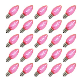 Vickerman 510032 - C9 Intermediate Screw Base Transparent Pink Dimmable Twinkle LED (25 pack) Christmas Light Bulbs (XLEDTC99T-25)