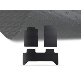 Armordillo Honeycomb Hex All Weather Rubber Car Floor Mats 3 Pieces|Compatible with 2005-2011 Toyota Tacoma Double (Crew) Cab|8739747|Black