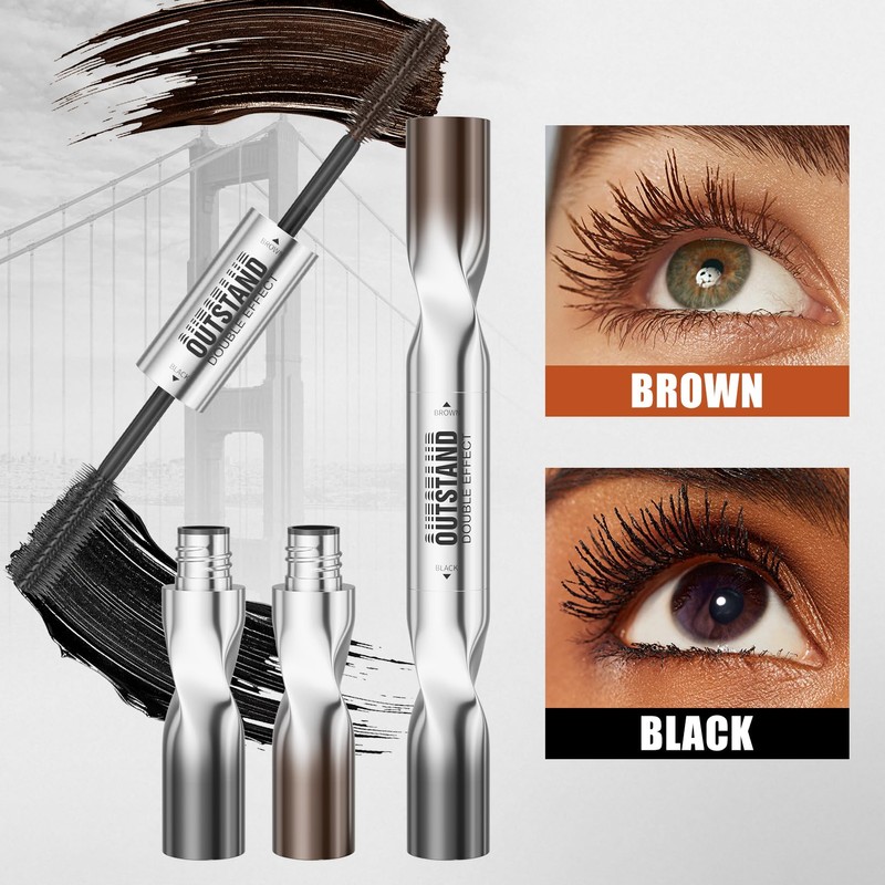 MOLAKS Double-Ended Black & Brown 2-in-1 Mascara, Lengthening Volumizing for