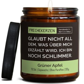 Lustige Duftkerze mit asozialem Spruch | Handgemacht aus Sojawachs | In Geschenkbox | Gast Geschenk Freundschaft Kumpel Papa Partner Schwester BFF Deko schlechte Laune |Apfel