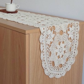 SouthMage Hand Crochet Lace Table Runner Dresser Scarf for Furniture (12" x 56")