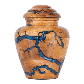 STONLIF Wooden Cremation Urns for Human Ashes Adult Male 20 Cubic Inches - Memorial Urns for Women & Men - Blue Urn for Ashes Adult Male - Decorative Urns - Burial and Funeral Urn - Blue, Small 20lbs