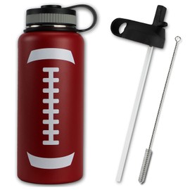 Urbanifi Water Bottle Football Tumbler 32 oz Gift for Kids Teen Flask Sports Travel Waterbottle, Stainless Steel, Vacuum Insulated, Keeps Water Cold for 24, Hot for 12 hours (Football)