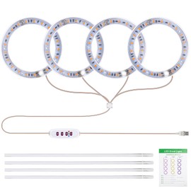 LANRU Grow Lights for Indoor Plants USB Powered Grow Light 8H/12H/16H Timer 5 Dimmable Brightness Plant Growing Lamps for Succulents/Mini Bonsai/Small Plants, 4 Heads