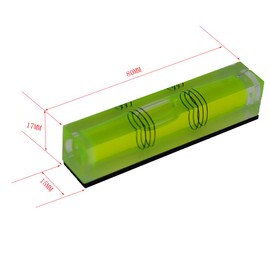 Triple line Extended Horizontal Test Level Bubble, Rectangular Horizontal Bubble (80X15X15MM) (with Magnet)