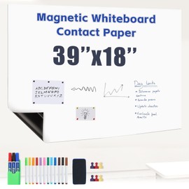Magnetic Whiteboard Contact Paper 39" x 18"- Magnetic whiteboard with Strong Adhesive, Easy to Erase and Write, Perfect for Home and Office, Paper White Board Dry Erase