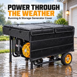 IGAN Waterproof Generator Running Cover for 3500-12000W Portable Generators, Heavy Duty Black Canopy with Steel Frame