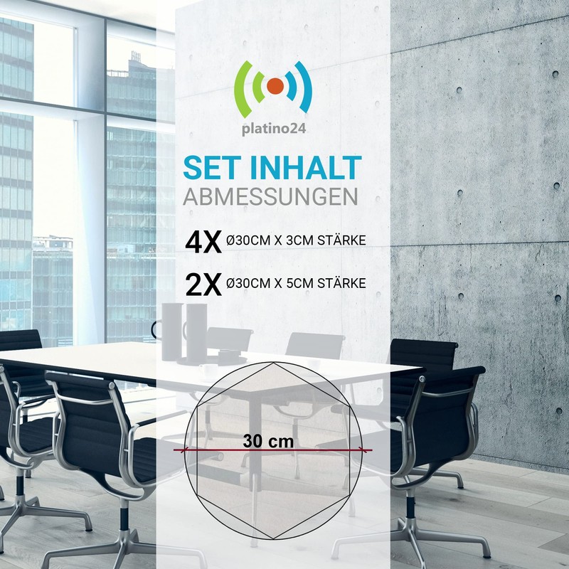 platino24 3D Sound Absorber Set, Hexagons Made From Basotect G+,