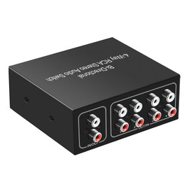 Roarrter 1 PCS 4 Ports Bi-Directional Audio Switcher Box Audio Rotary Switch Plug Play Audio Splitter Black Metal for TV Game Console Headphone