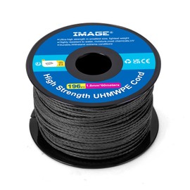 IMAGE High Strength Braided Cord, 100% UHMWPE Cord Throw Line 1.8mm, 660LB, 60m/196fts with Abrasion Flame Resistant, for Tree Climbing Arborist Outdoor Utility Cord Fishing, Camping, Climbing, Black