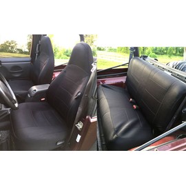 GEARFLAG Neoprene Seat Cover Set fits Wrangler TJ 1997-2002 Front and Rear Seat Set - Waterproof Custom Fit Seat Covers - Thermal Resistant (Full Black)