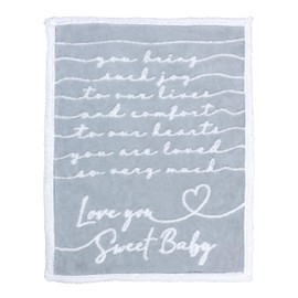Pavilion - Love You Sweet Baby - 30” x 40” Luxury Sherpa Raised Text Throw Blanket, Baby Boy Gifts, Baby Girl Gifts, Nursery Décor, 1 Count (Pack of 1), Gray