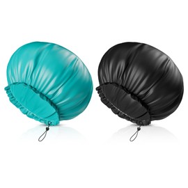 2 Pcs Big Shower Cap Elastic Band Waterproof Bath Caps Adjustable Double Sided Reusable Oversized Bonnet