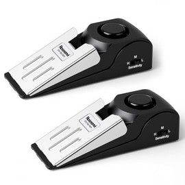 Paquete de 2 alarmas de tope de puerta, tope de puerta con alarma de seguridad de 120 DB, sirena de tope de puerta de cuña de piso, dispositivos de se