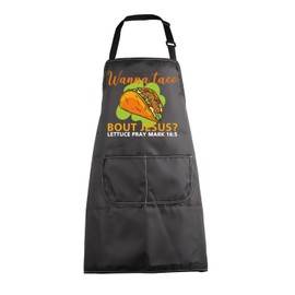 MBMSO Taco Kitchen Apron Taco Lovers Gift Wanna Taco bout Jesus Apron Taco Tuesday Apron Taco Gift for Taco Maker Chef Apron (Taco Jesus Apron-b)