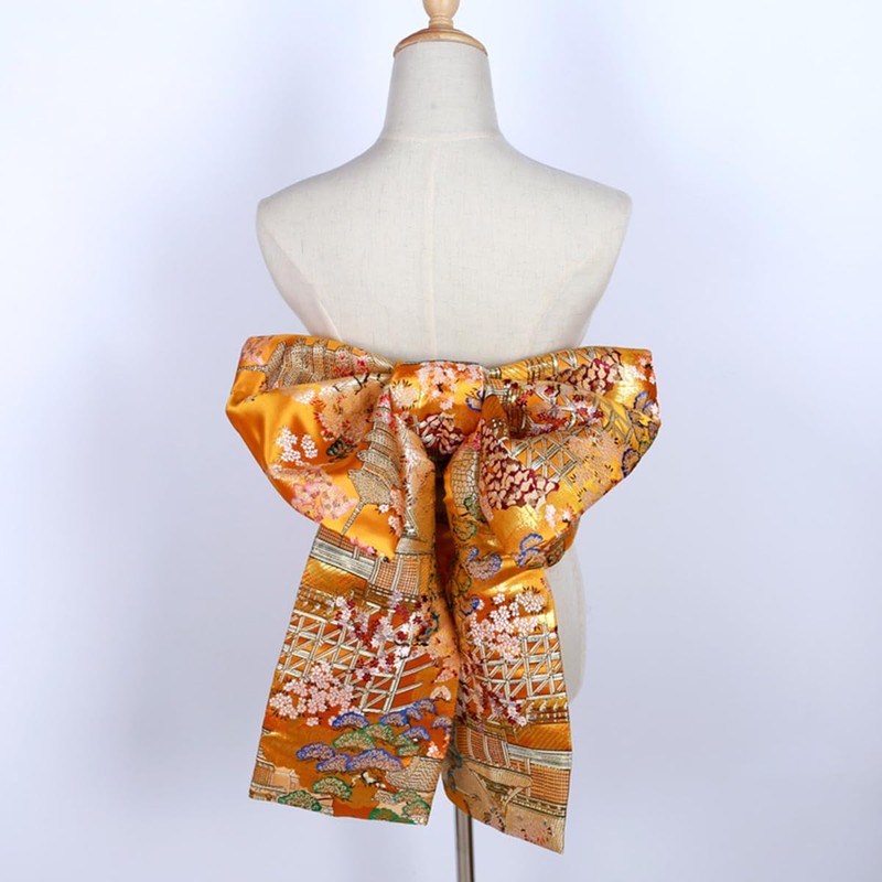 CAMDOM Womens Japanese Kimono Obi Belt Pre Tied Bow Jacquard