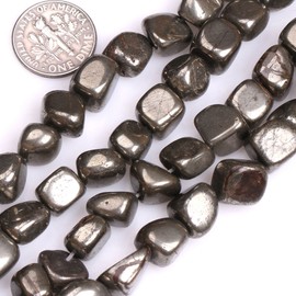 (8-12mm/Gray) - GEM-inside Pyrite Gemstone Loose Beads 8-12mm FreeForm Silver Grey Energy Stone Power Beads For Jewellery Making 15"